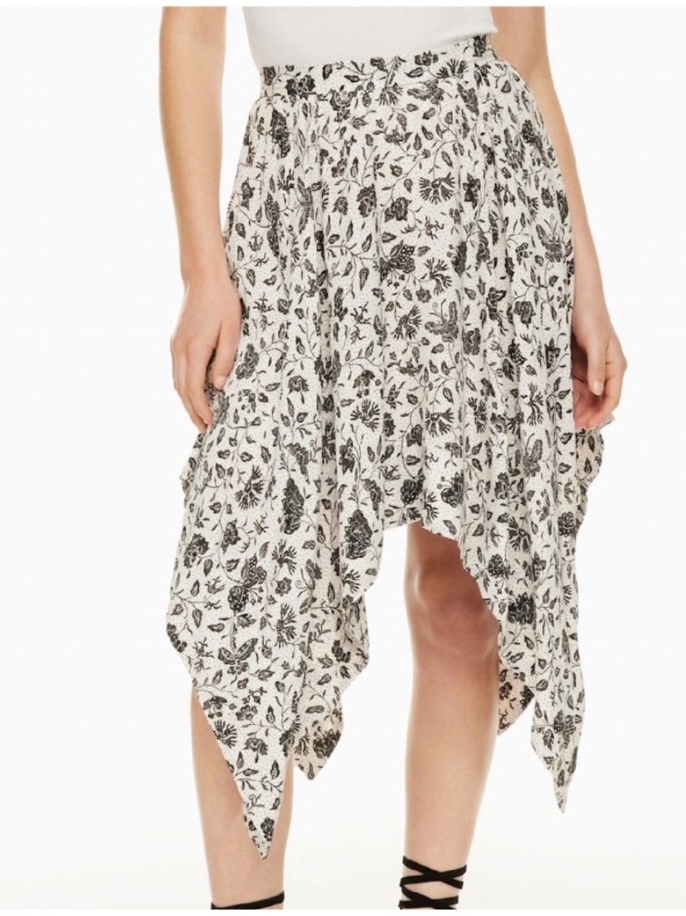 Aritzia Little Moon Fererra Handkerchief Fairy Asymmetrical Floral Midi Skirt 8